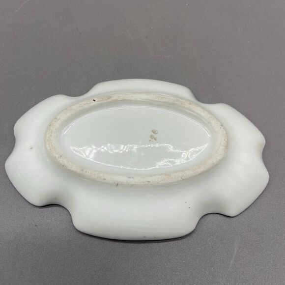 Flow Blue Canada Butter Pat Dish Antique Dominion Crest Porcelain Pre-1921 - Picture 7 of 8